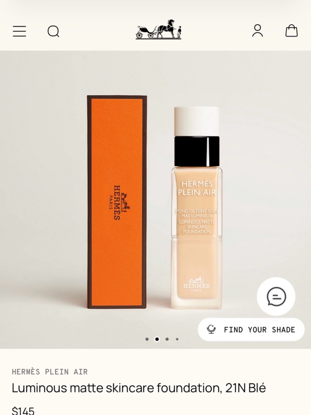 Hermès Plein Air Luminous Matte Foundation - Beige with Orange Box
